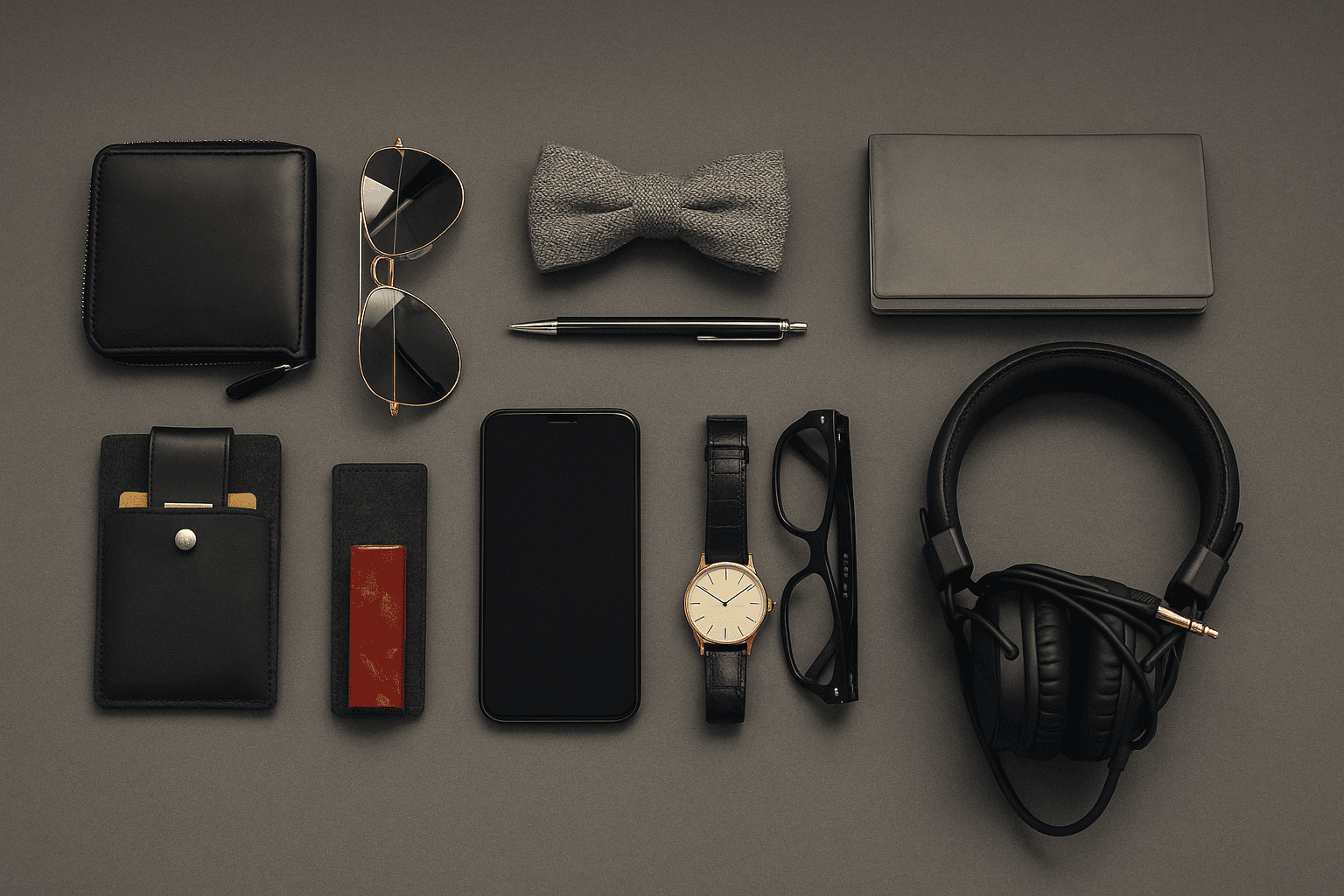 Clean flat-lay of men's accessories