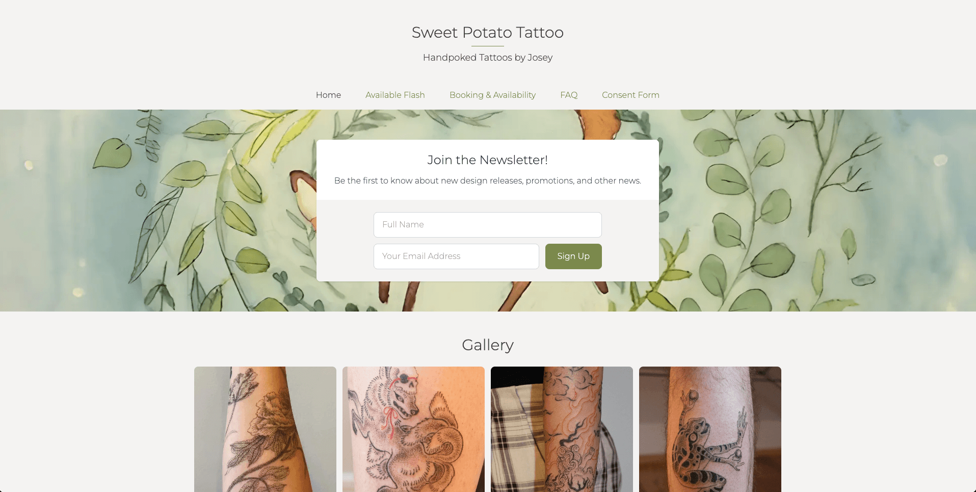 Sweet Potato Tattoo — site screenshot